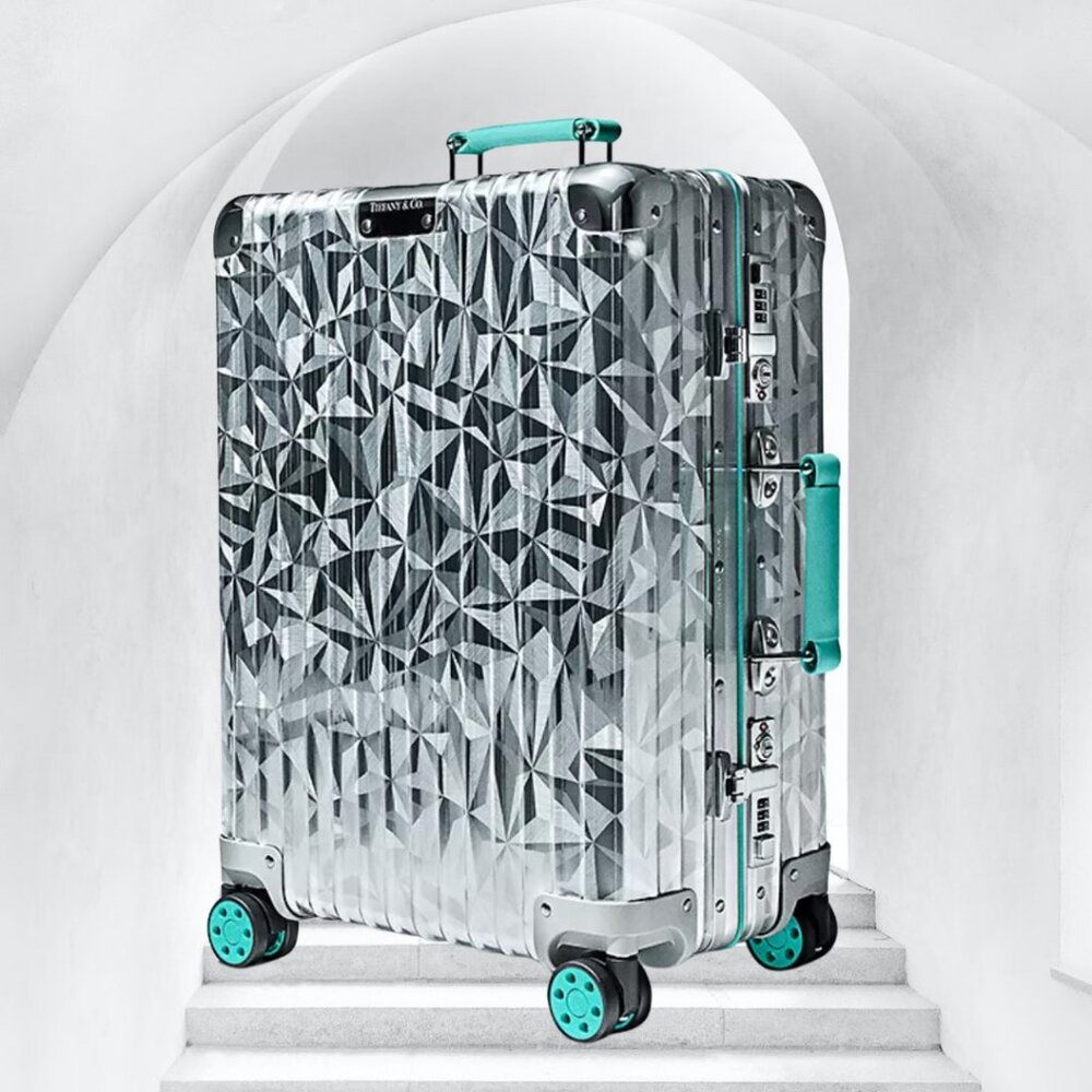 Authentic Like New Rimowa x Tiffany & Co. Rock Cut Cabin Silver Rolling Suitcase - Picture 1 of 16